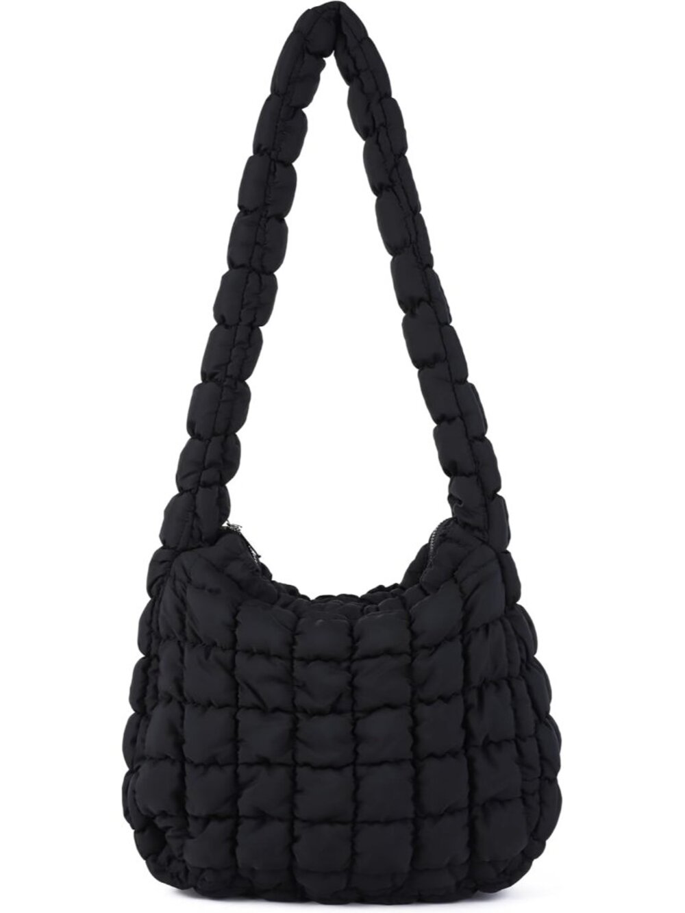 Puffer Quilted Shoulder Bag for Women Puffy Bubble Tote Bag Lightweight Nylon Ha